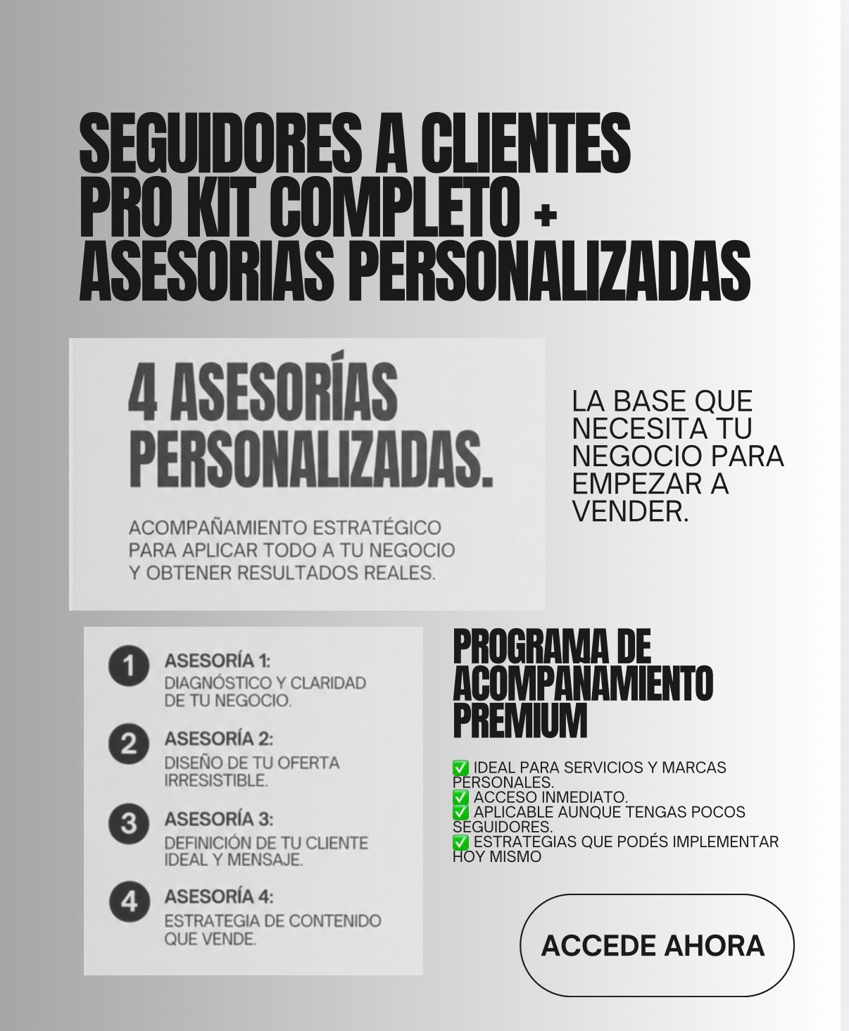🥇 Seguidores a Clientes Pro Kit completo + asesoría 1:1 conmigo